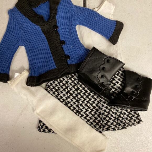 Retired Rebecca School Outfit American Girl Doll Blue Sweater Jacket Boots A578 - Picture 1 of 5